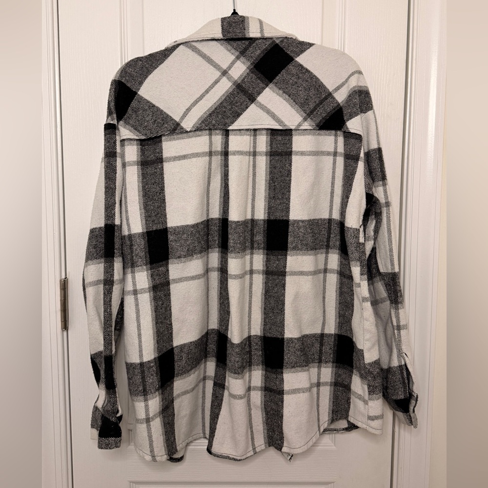 Plaid Button Down Shirt - Black and White - Picture 4 of 4